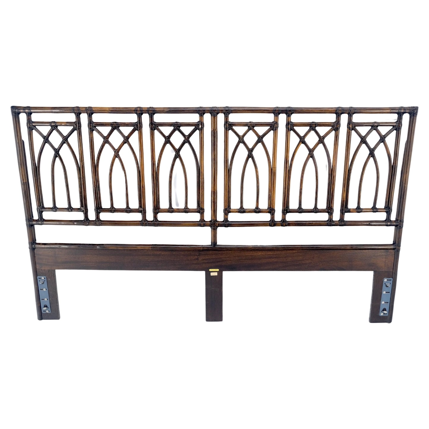 McGuire Dark Bamboo & Ebonized Mahogany Leather King Size Headboard Bed MINT!