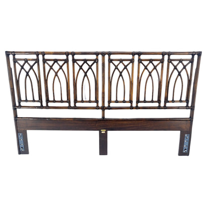 McGuire Dark Bamboo & Ebonized Mahogany Leather King Size Headboard Bed MINT!