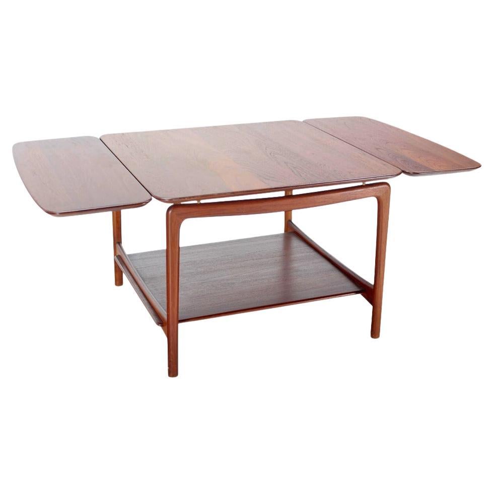 John Stuart Danish Mid Century Modern Solid Teak Drop Leaf Coffee Center Table