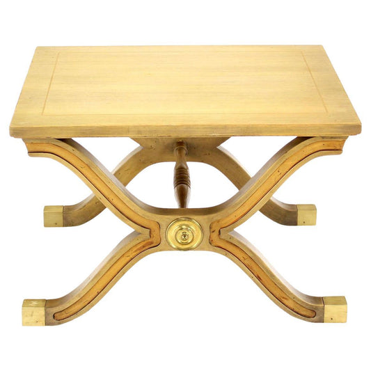 Heritage Henredon Hollywood Regency Mid Century X-Base Side Table Bench Brass