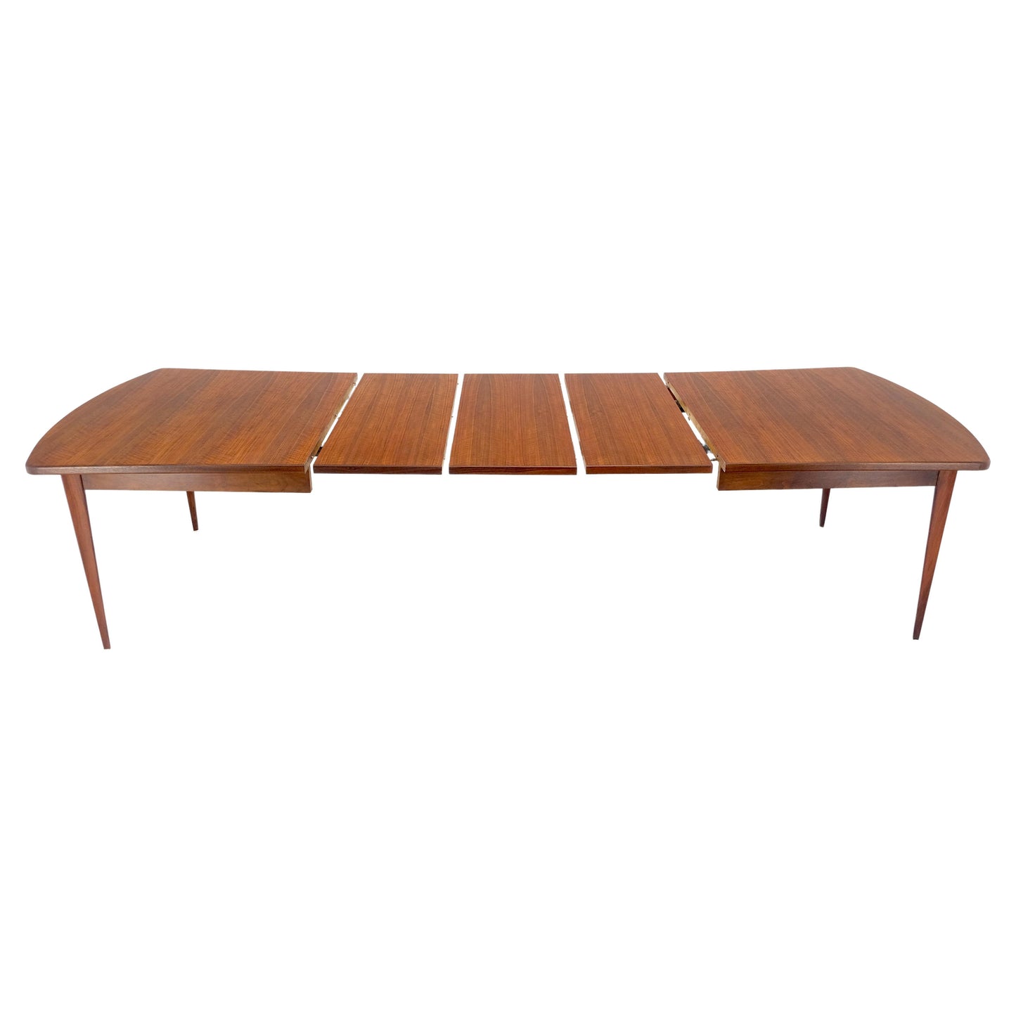 Concave Side Rounded Ends Shape Large Oiled Walnut Dining Table 3 Leaves MINT!