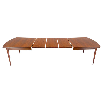 Concave Side Rounded Ends Shape Large Oiled Walnut Dining Table 3 Leaves MINT!