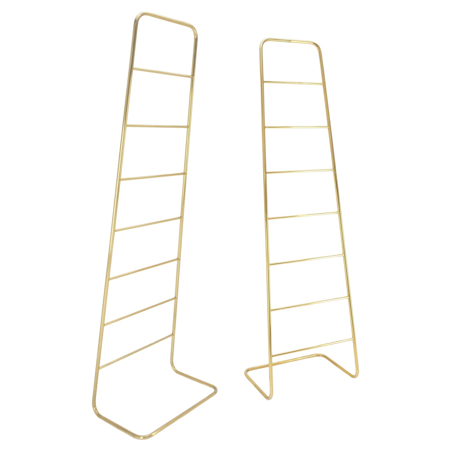 Pair of 89" Tall Brass Custom Decorative Textile Fabric Towel Racks Displays