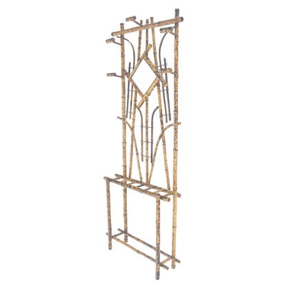 Burnt Bamboo Decorative Wall Coat Rack Mirror Umbrella Stand MINT!