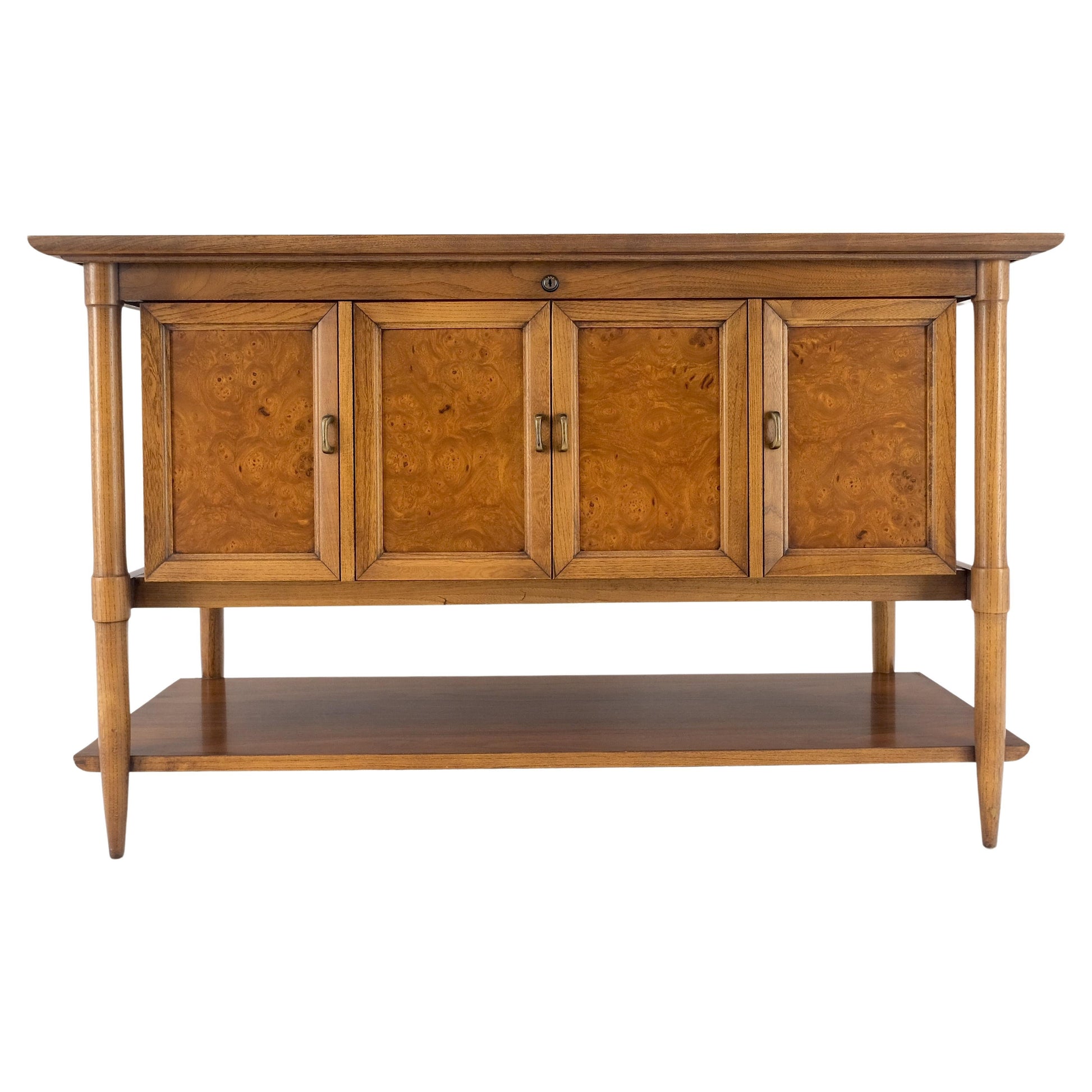 Burl Wood Light Walnut Lift Top "Dresser" on Sculptural Legs Cedar Lined Chest