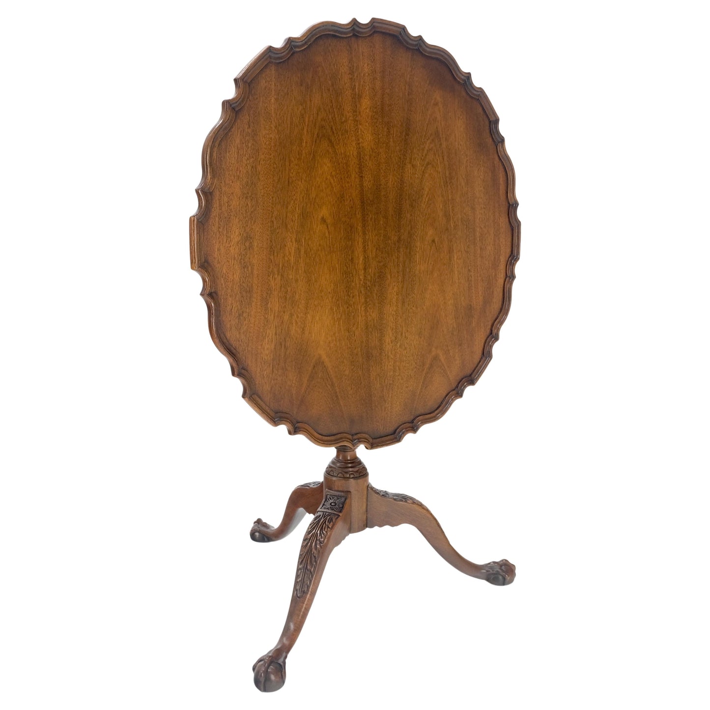 Baker Pie Crust Tilt Top Carved Mahogany Ball & Claw Breakfast Table MINT