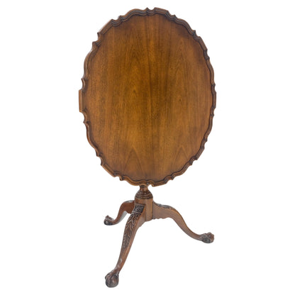 Baker Pie Crust Tilt Top Carved Mahogany Ball & Claw Breakfast Table MINT