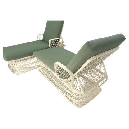 Woodard Pair Mid Century Modern Spun Fiberglass Outdoor Chaise Lounge Chairs