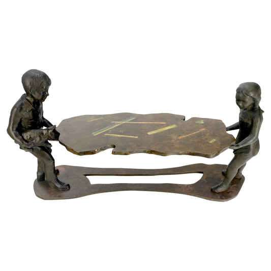 Rare Signed Philip & Kelvin Laverne "Generation" Sculpture Coffee Table c 1970