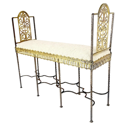 Antique Solid Brass & Steel Fine Gothic Style Compact Decorative Window Bench