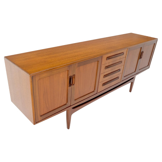 Danish Mid Century Modern Double Two Door Compartment 4 Drawers Teak Credenza