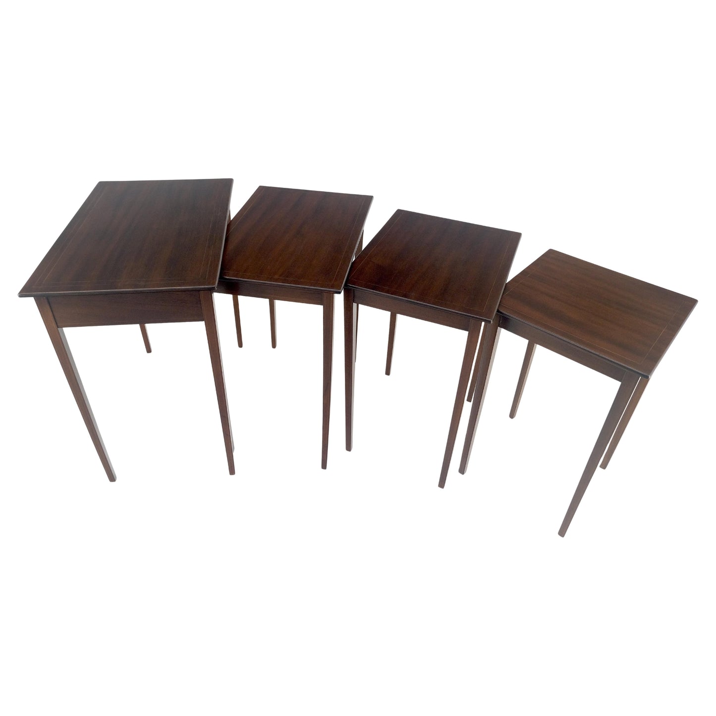 Set of 4 Elegant Tapered Legs Mahogany Federal Nesting Side End Tables MINT