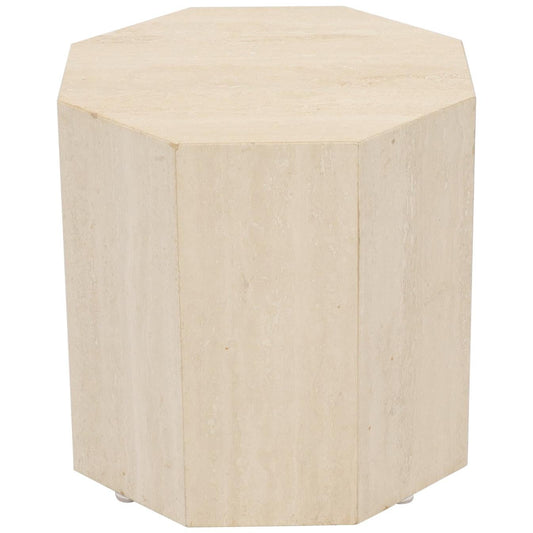 Octagon Shape Travertine Side Table Pedestal