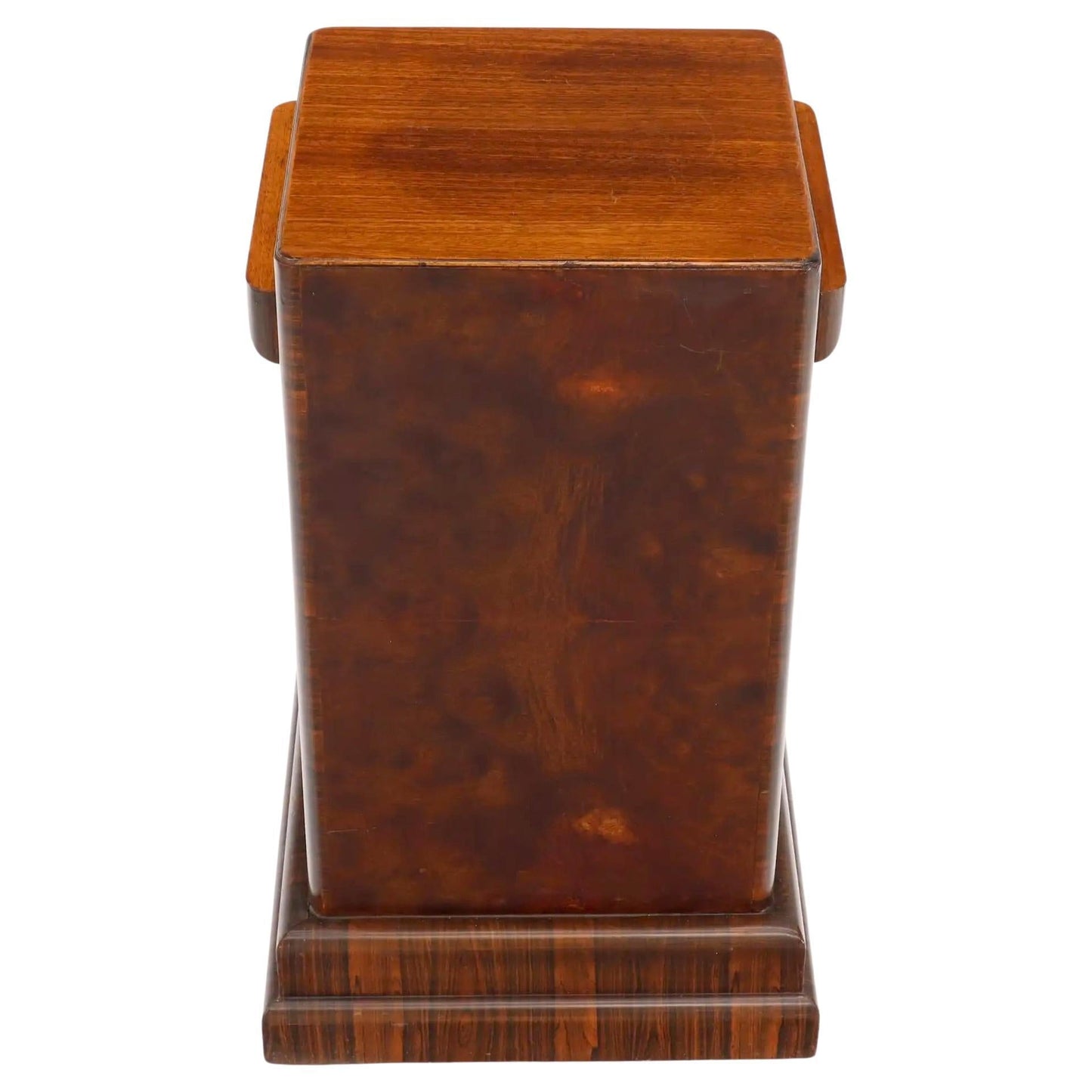 Art Deco Square Burl Walnut Pedestal