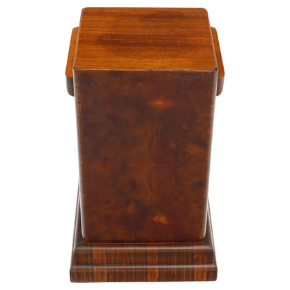 Art Deco Square Burl Walnut Pedestal