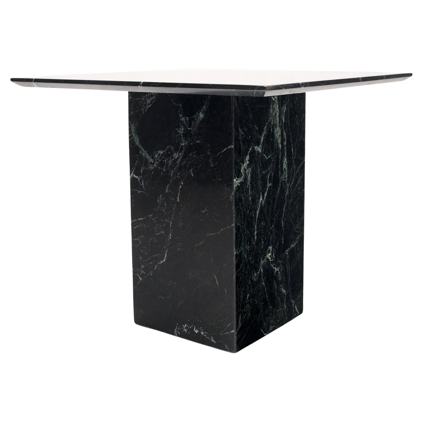 Square Black Marble Single Pedestal Side End Table Night Stand Pedestal