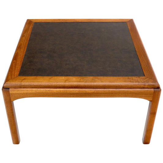 Square Oiled Walnut Faux Slate Top Coffee Table