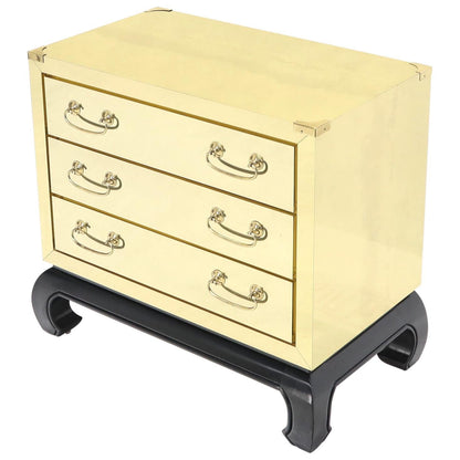 Brass Clad Decorative Three Drawers Chest