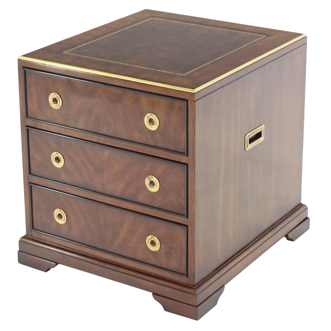 Three Drawer Campaign Style Three-Drawer Chest Occasional Cabinet Stand Table