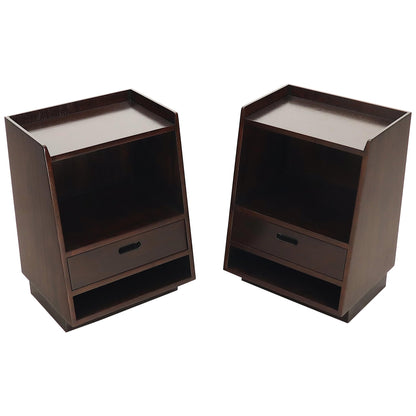 Pair of Edward Wormley for Dunbar Dark Chocolate End Tables Nightstands