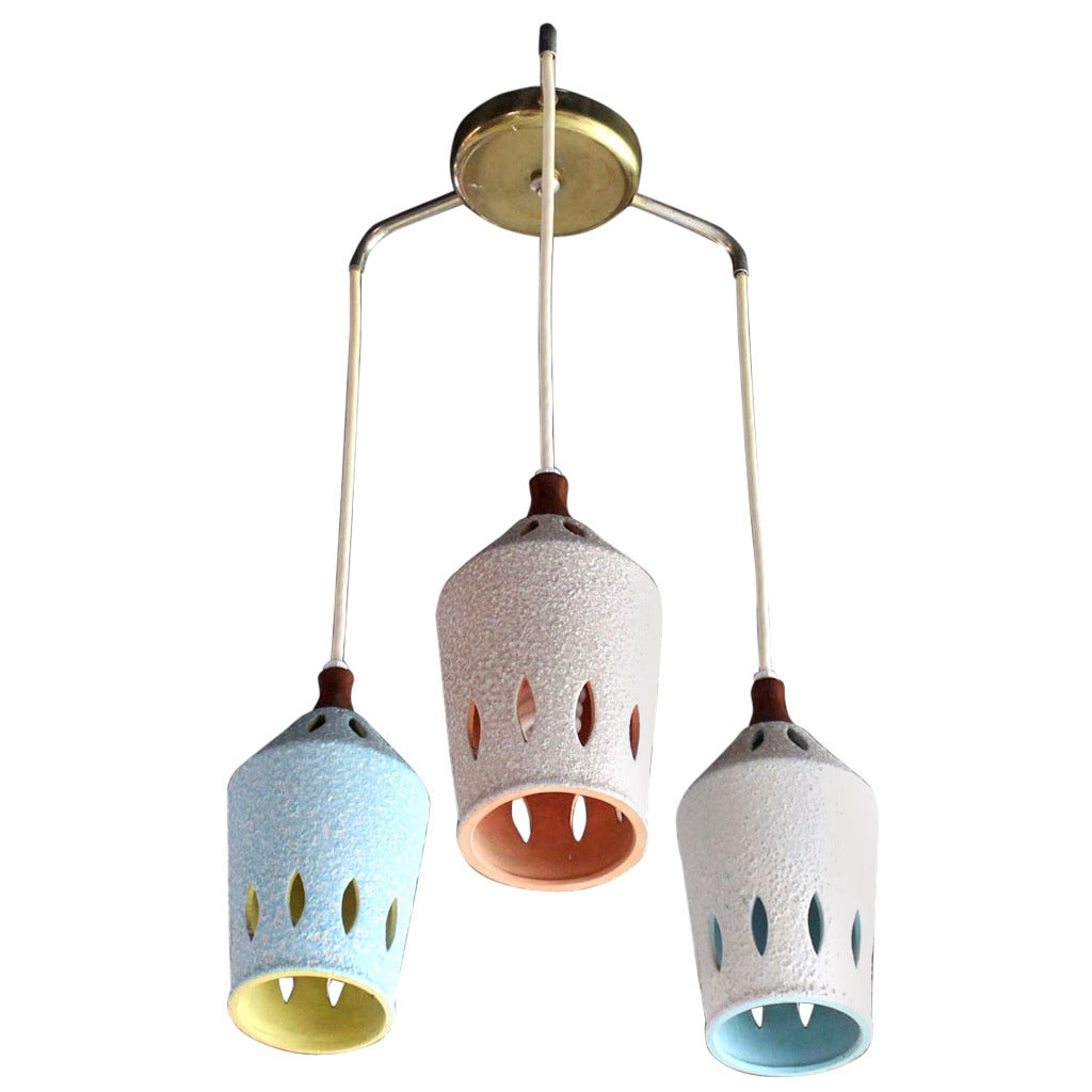 Triple Colored Pottery Ceramic Shades Pendant Light