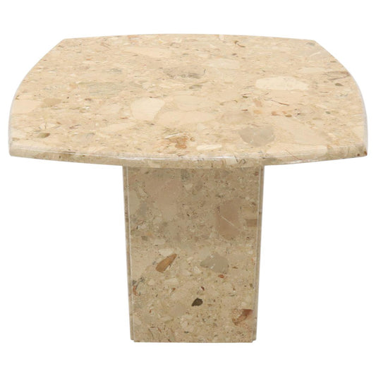 Travertine Rounded Square Side Occasional Coffee Table Stand