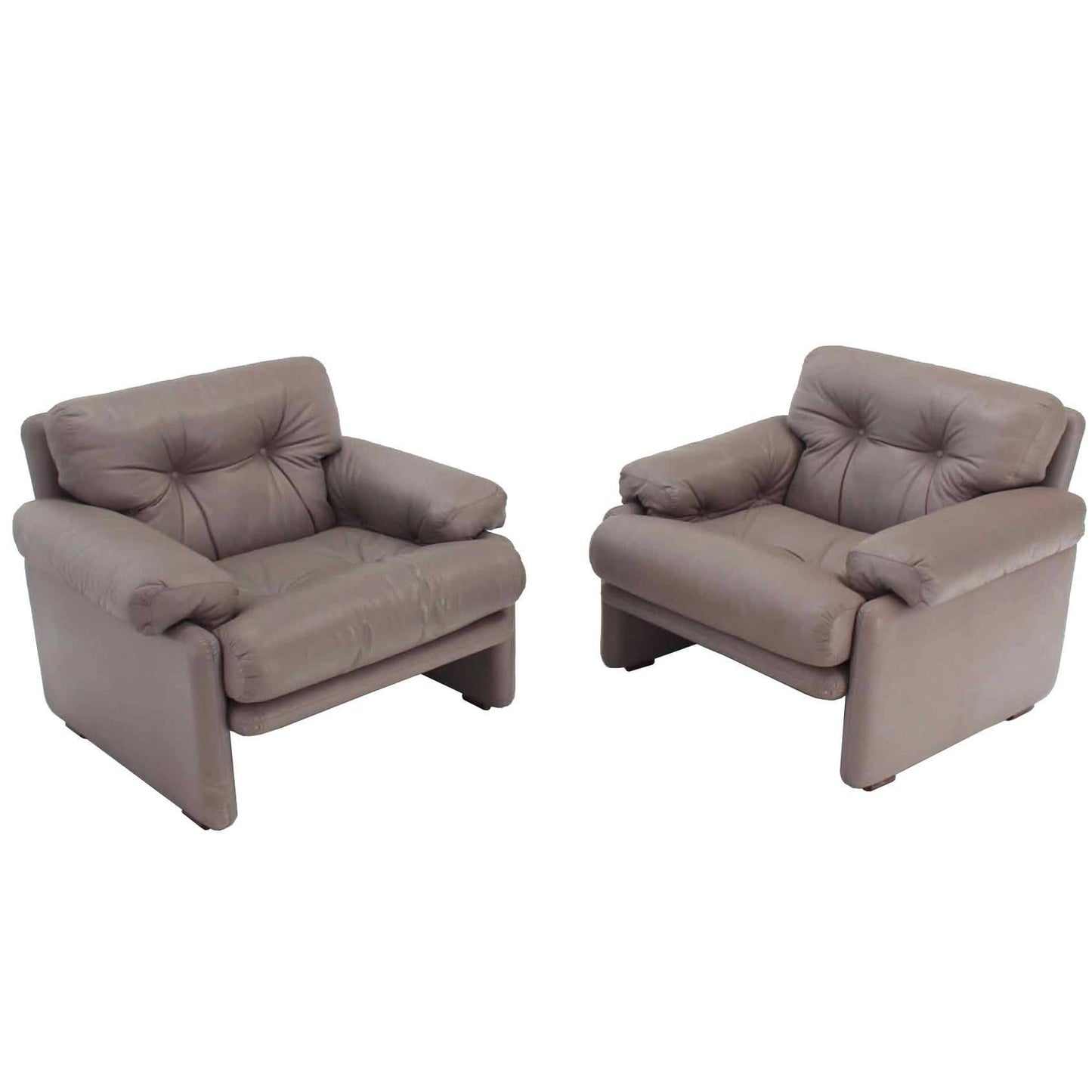 Pair of Leather B&B Italia Leather Lounge Chairs