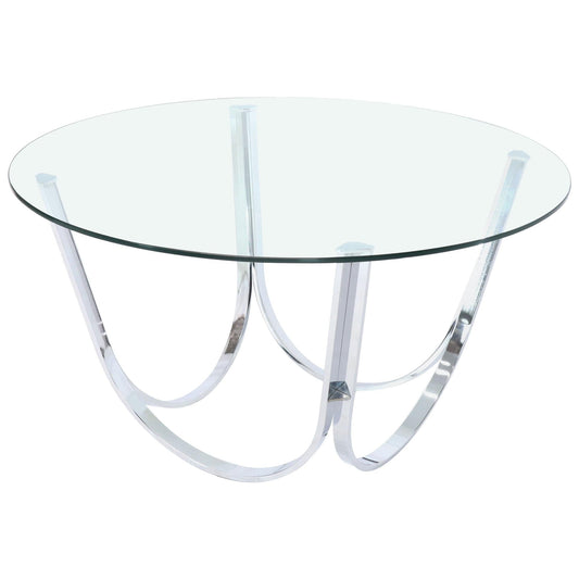 Tall Round Center Coffee Table Chrome and Glass