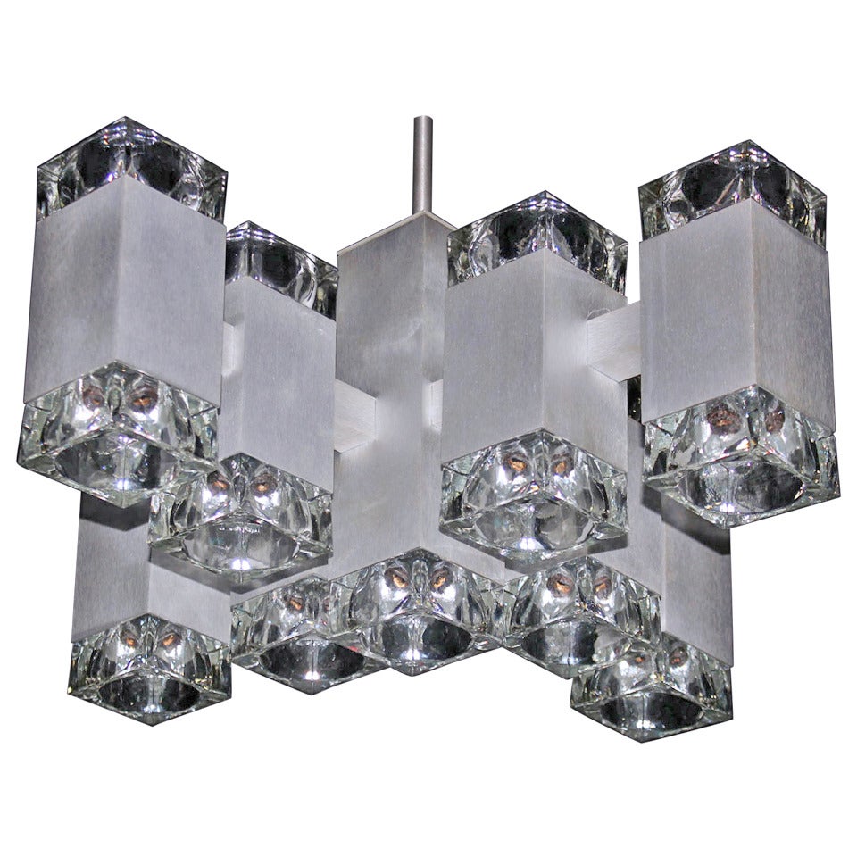 Gaetano Sciolari Mid-Century Modern, Seventeen-Light Ice Cube Chandelier