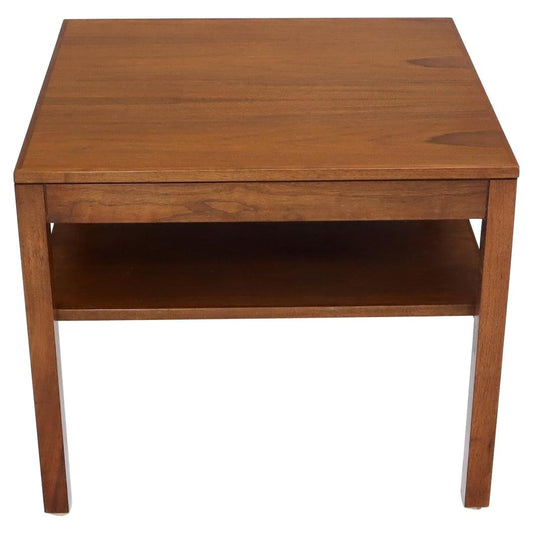 Mid-Century Modern Walnut Rectangle Two Tier End Table