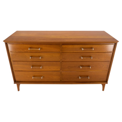 Solid Cherry Mid-Century Modern 8 Drawers Long Credenza Dresser Renzo Ruttily