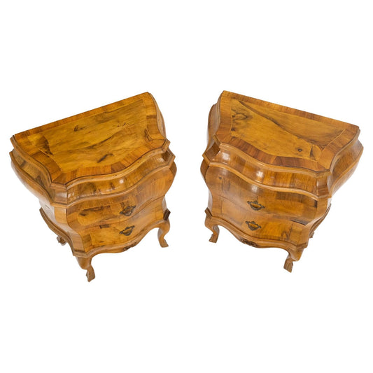 Pair of Italian Bombay Style Olive Wood Burl Veneer Patches