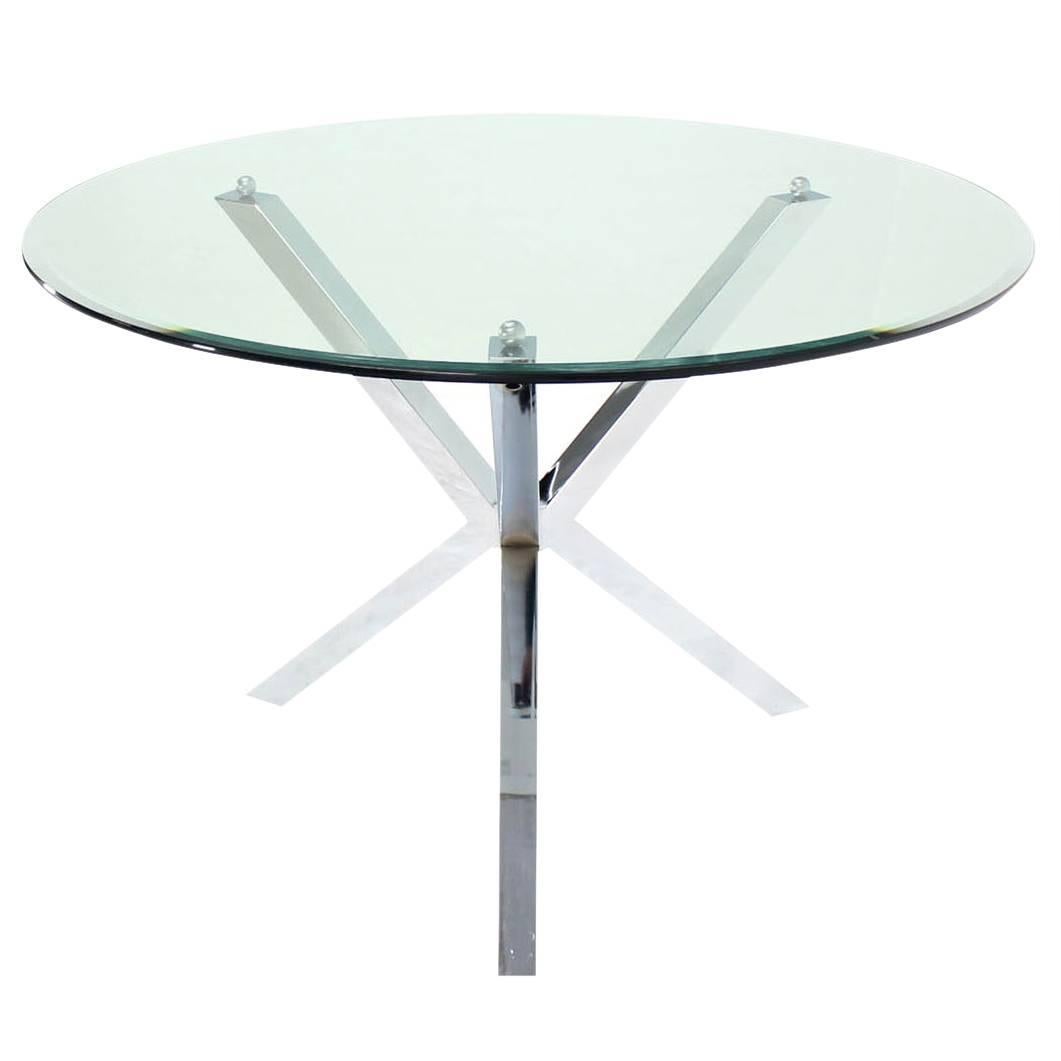 Thick Glass Top Jacks Shape Base Dining Center Game Table Gueridon