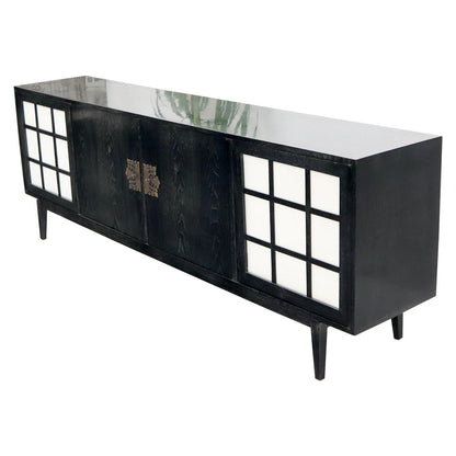 Ebonized Cerused Walnut Long Credenza Dresser