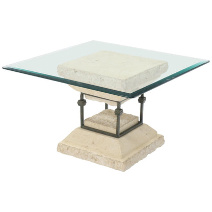 Square Suspended Base Glass Top Coffee or Side Table