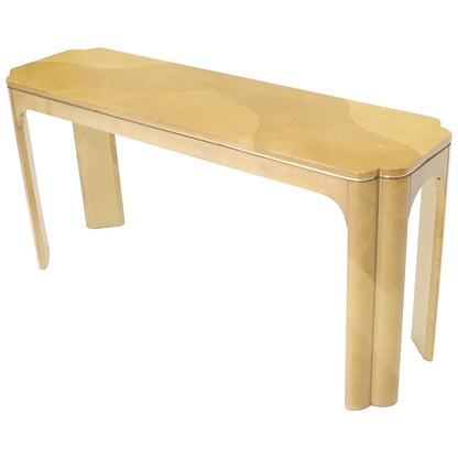 Faux Goat Skin Tan Console Sofa Table