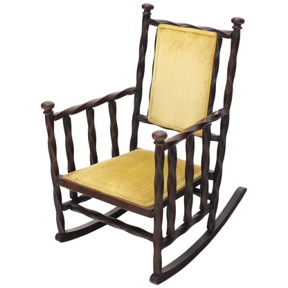 Arts & Crafts Rocking Chair of "Twisted" Wood Frame