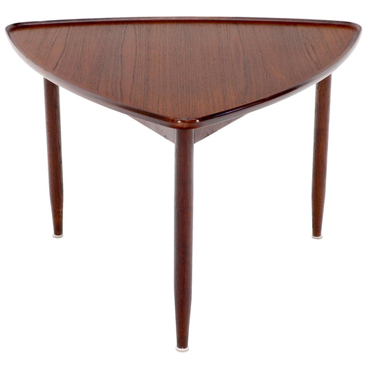 Rounded triangle Shape Teak Danish Modern Side Occasional Table Stand