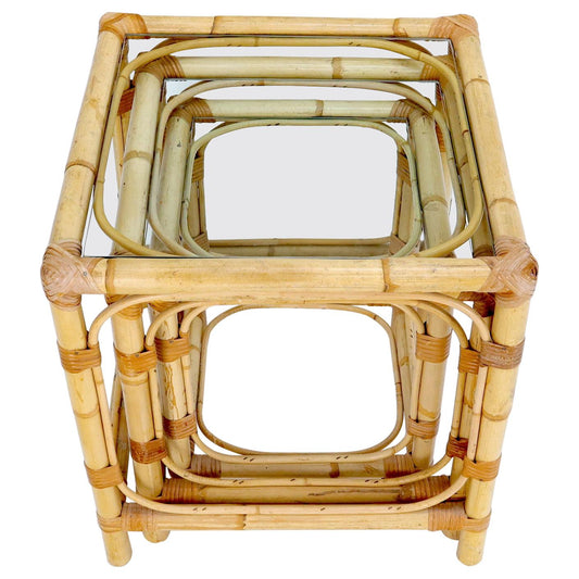 Set of 3 Nesting Bamboo Side End Tables