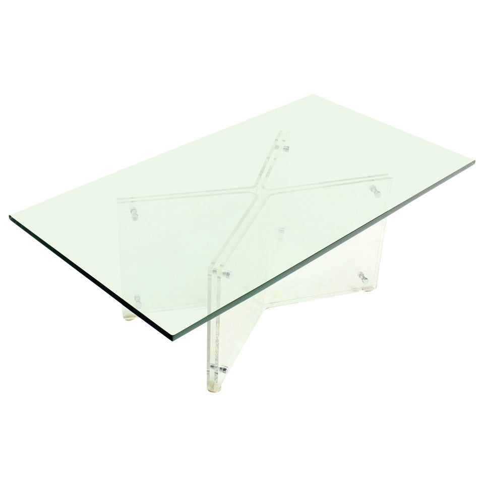 Mid-Century Modern Lucite Base and Glass-Top Coffee Table