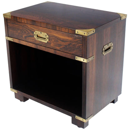 Rosewood Brass Campaign End Table Nighstand Cabinet John Stuart