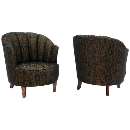 Barrel Scallop Back Ribbed Back Upholstery Wing Chairs NEW UPHOLSTERY