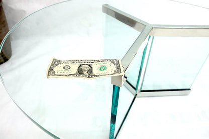 Thick Glass and Chrome Round Mid-Century Modern Coffee Table