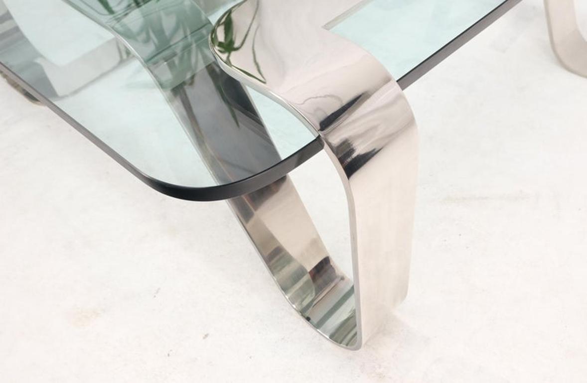 Bent Polished Stainless Glass Top Gary Gutterman "Odyssey" Coffee Table