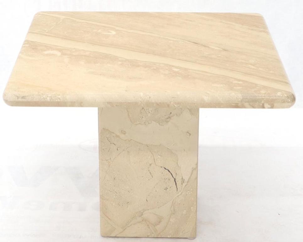 Pair of Marble or Travertine Square Side End Tables