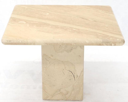 Pair of Marble or Travertine Square Side End Tables