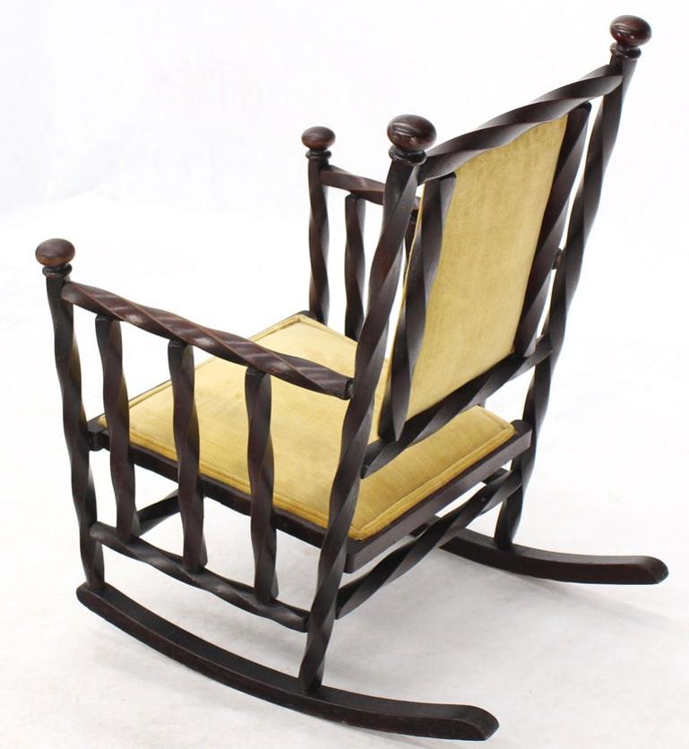 Arts & Crafts Rocking Chair of "Twisted" Wood Frame