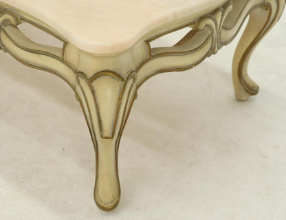 Marble to Pierced Carving Country French Provincial Coffee Table Cabriole Legs