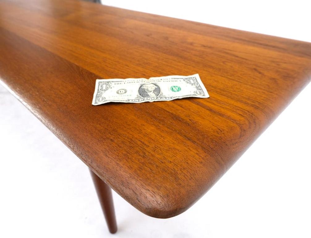 Danish Mid-Century Modern Solid Teak Rectangle Coffee Table Tapered Dowel Legs