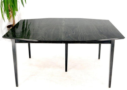 Rare Ebonized Cerused Walnut Mid-Century Modern Dining Table w/ Two Extensions